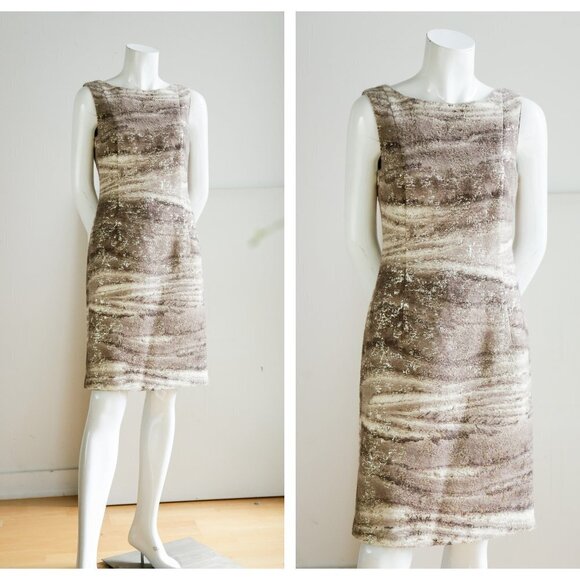 Lafayette 148 Wool Silk Blend Bronze Gold Dress - Picture 1 of 9